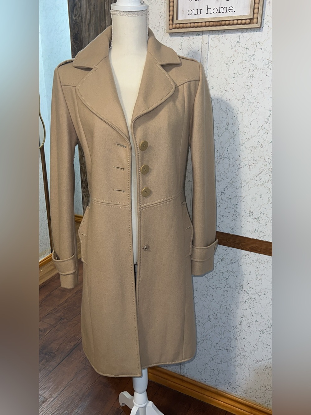 Kenneth Cole Reaction Camel Beige Long Coat | Size 6